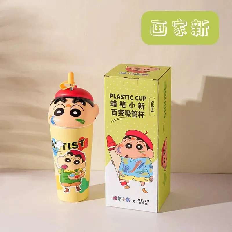 Kawaii Crayon Shin-chan Thermos Mug Food Grade Material Stainless Steel Mug Easy to Carry Cartoon Children's Straw Mug Gifts